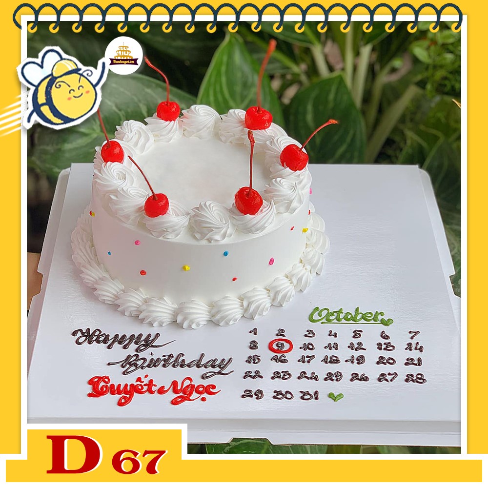 Mẫu bánh kem đẹp D67 kèm lịch ngày tháng ý nghĩa