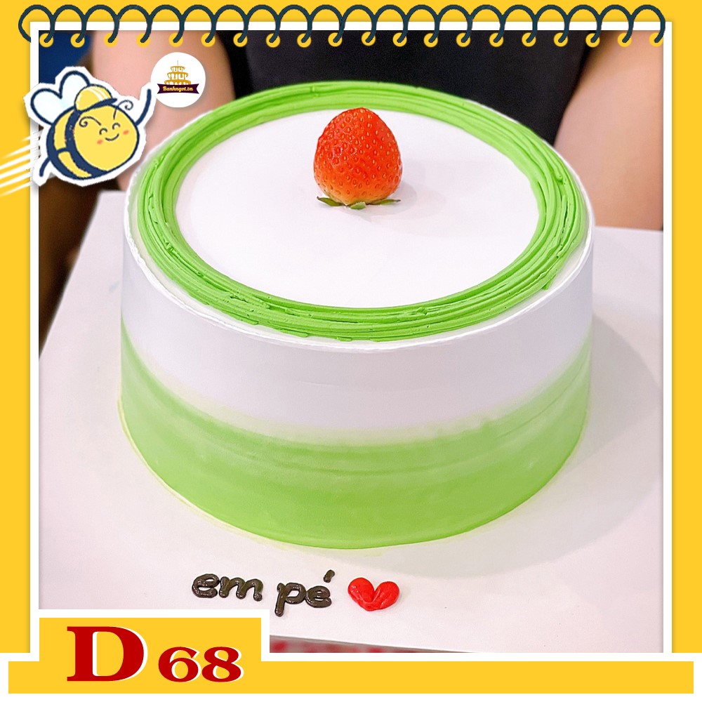 Mẫu bánh kem đẹp D68 độc lạ 1 trái dâu