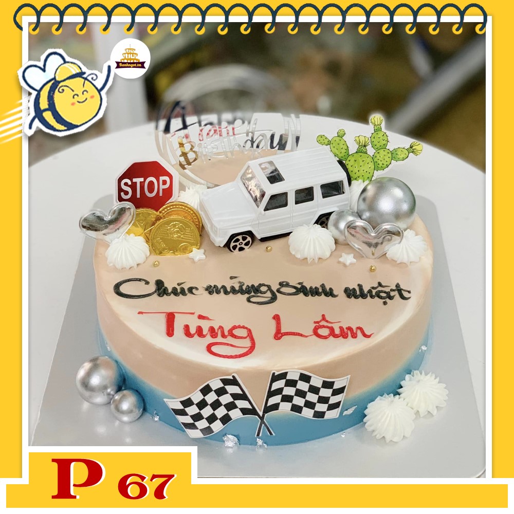 Bánh kem P67 phụ kiện đường đua xe ô tô nhựa màu trắng cho bé trai