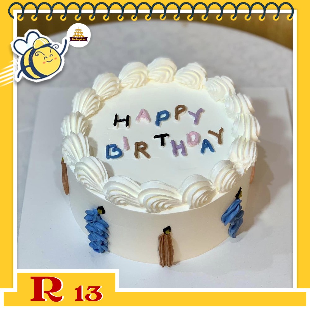 Bánh kem R13 sinh nhật bạn nam kiểu đẹp tinh tế đơn giản tone trầm