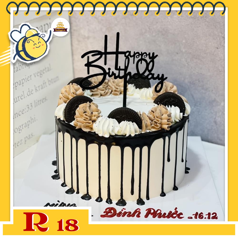 Bánh kem R18 phủ socola chảy cũng kem và bánh oreo hút mắt