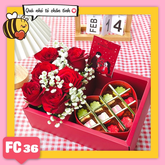 Set socola và hoa tươi FC36 valentine trái tim