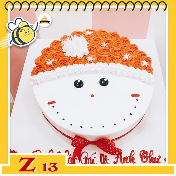 Bánh kem mặt cười Z13 mặt em bé tóc quăn màu đỏ nhạt đang cười toe toét
