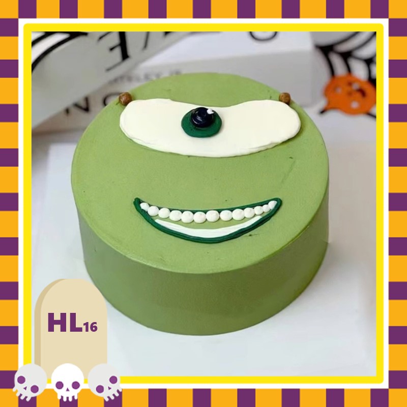 Bánh kem Halloween HL16 quái vật 1 mắt màu xanh monster