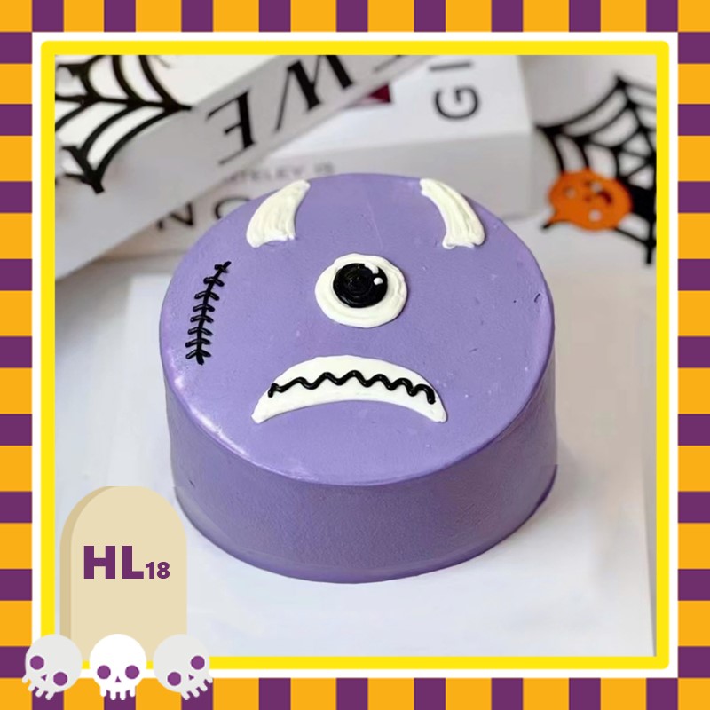 Bánh kem Halloween HL18 quái vật tím 1 mắt monster
