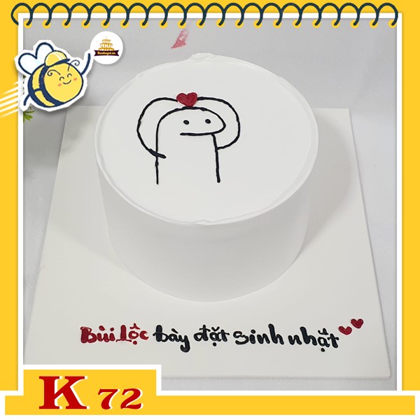 Bánh sinh nhật mini K72 vẽ meme thả tim cực đáng yêu