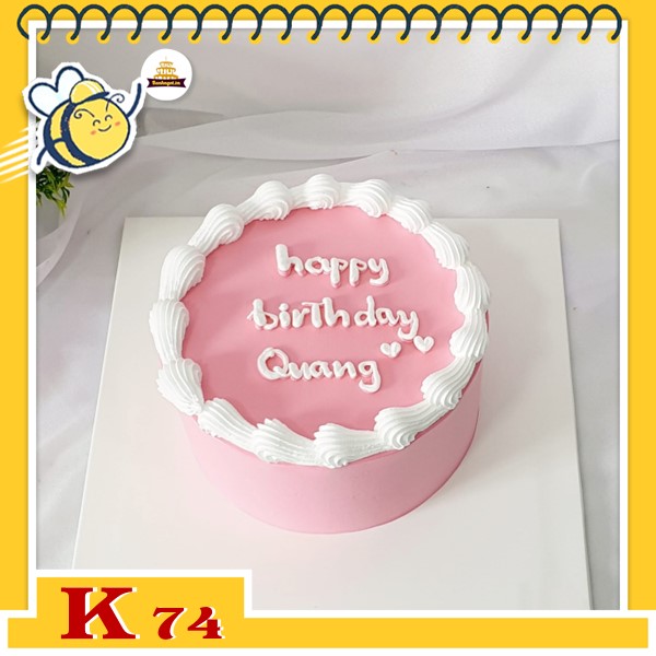 Bánh sinh nhật mini K74 nền hồng viền trắng xinh xinh