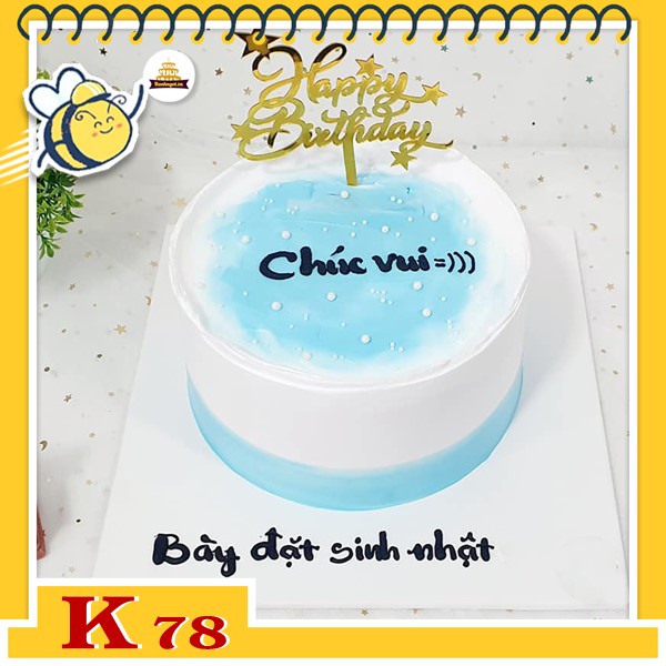 Bánh sinh nhật mini K78 tone màu trắng xanh nhạt dễ thương