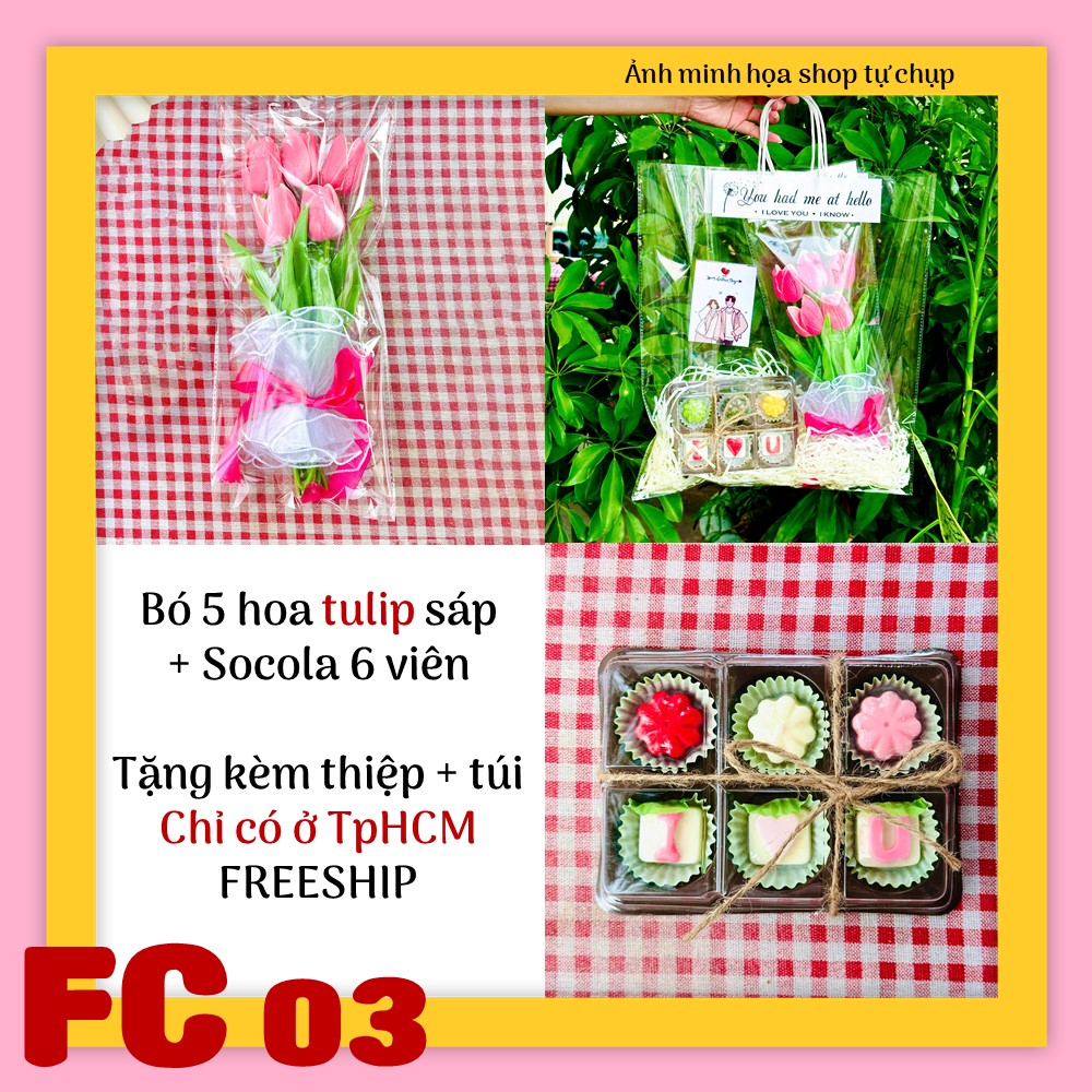 Set combo socola và hoa sáp tulip FC03 valentine