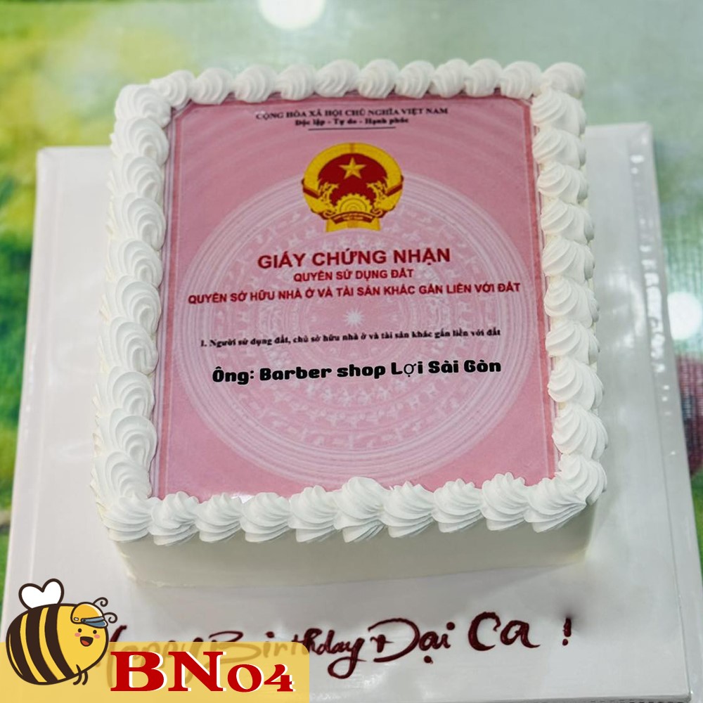 BN04 bánh sinh nhật sổ hồng sổ đỏ giấy tờ nhà đất troll bạn, sếp