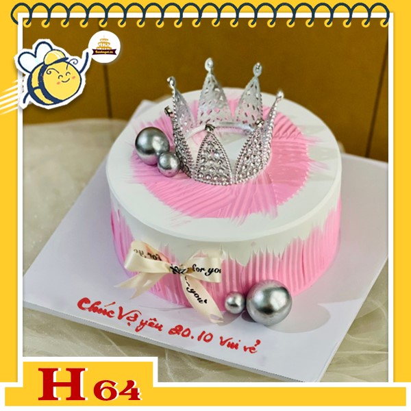 Bánh kem phụ nữ 20/10 H64 vương miện công chúa sang chảnh
