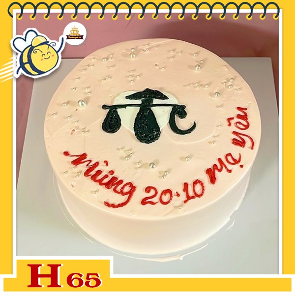 Bánh kem phụ nữ 20/10 H65 vẽ hình mẹ thư pháp ý nghĩa tặng mẹ