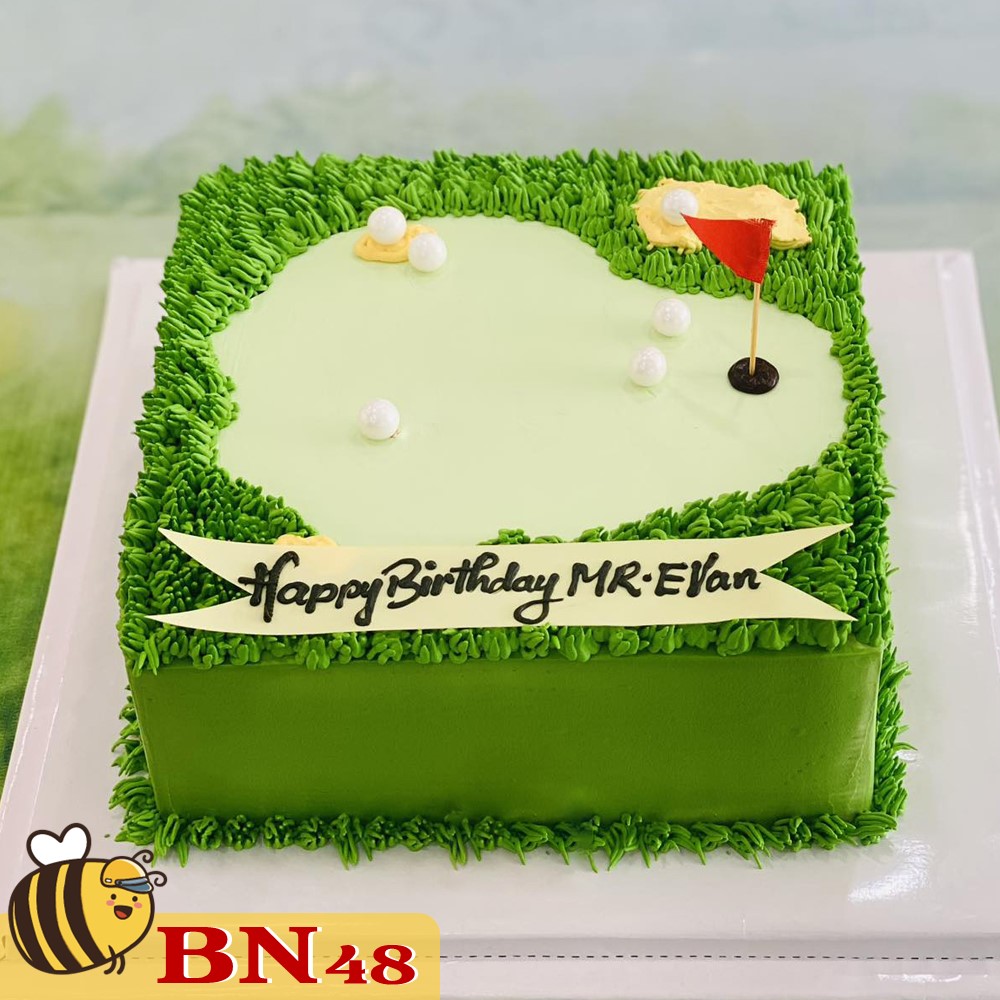 Mẫu bánh sinh nhật đẹp BN48 tạo hình sân đánh golf độc đáo