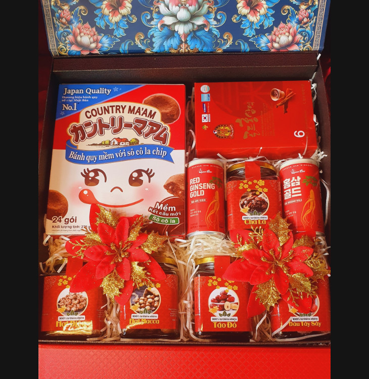 T102: Bánh Nhật Bản MA’AM, Sâm Chén Hàn Quốc, 2 Hồng Sâm Queen Bin, Mix 5 hộp hạt dinh dưỡng