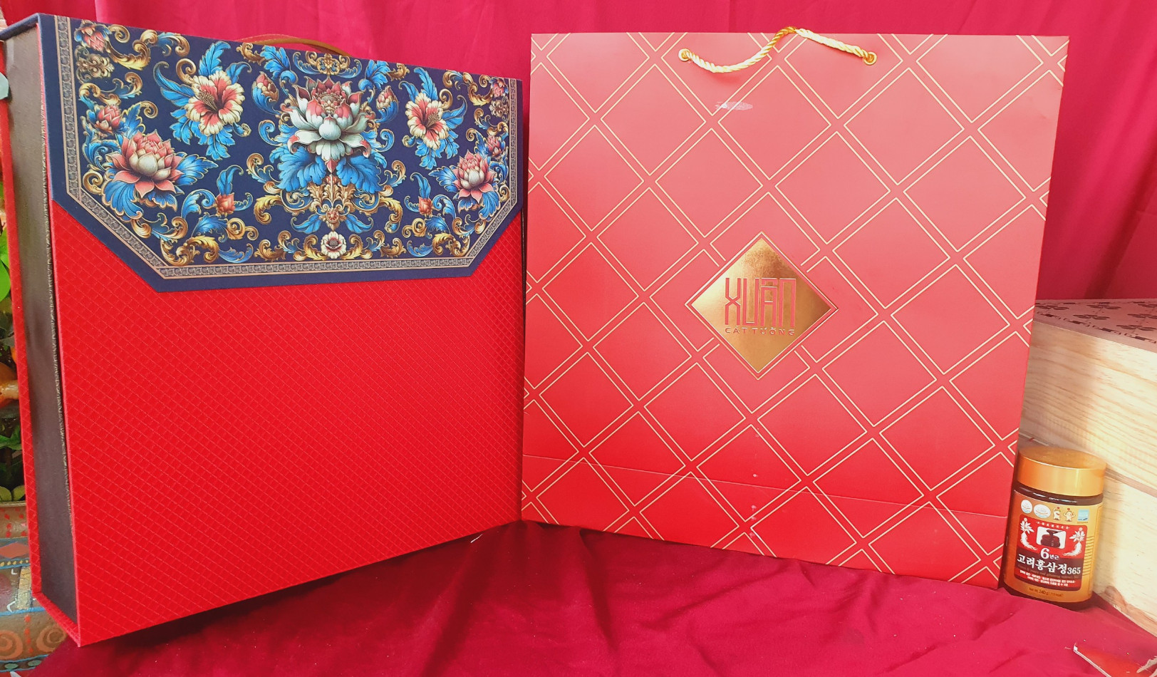 T102: Bánh Nhật Bản MA’AM, Sâm Chén Hàn Quốc, 2 Hồng Sâm Queen Bin, Mix 5 hộp hạt dinh dưỡng