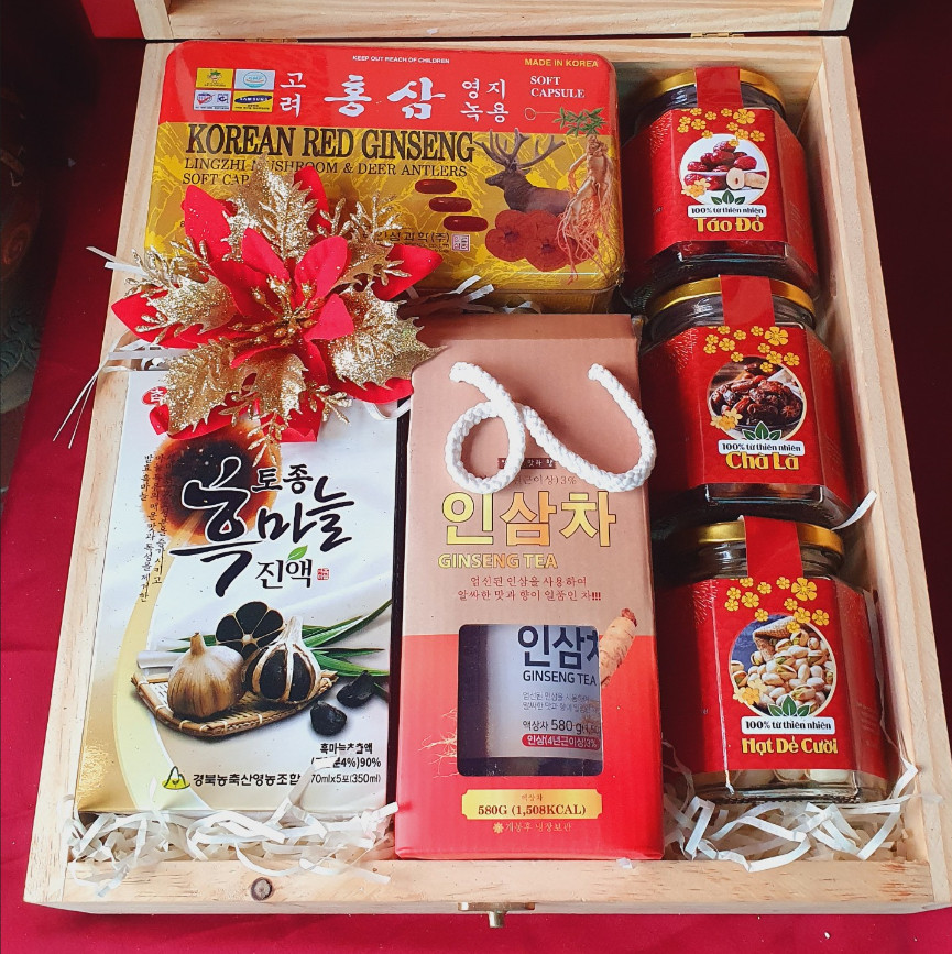 T123: Sâm ngâm mật ong BIO Tỏi Đen Hà, Đạm Sâm Gold, 3 hũ trái cây sấy