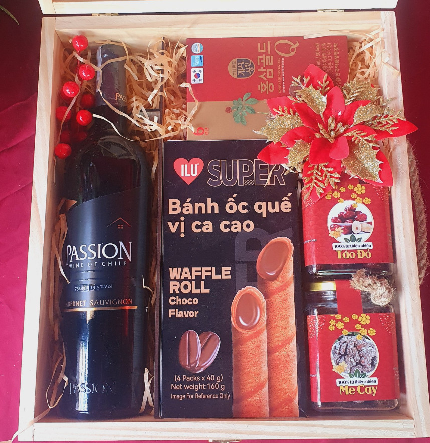 T93 Set quà: Sâm nhưng Q6, Passion, Bánh Ca cao, Mix trái cây sấy dẻo