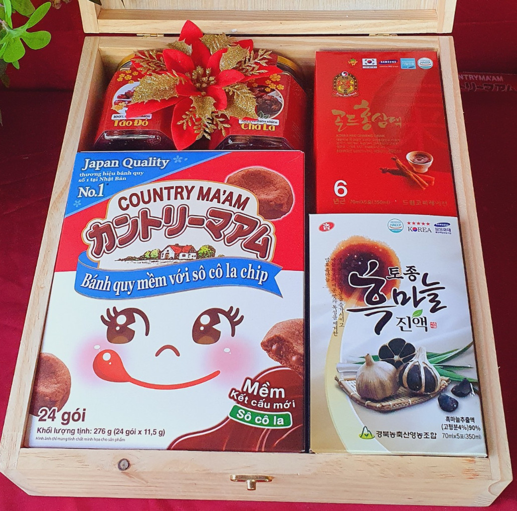 T95: Sâm chén, Tỏi đen Hàn Quốc, Bánh Nhật Bản MA’AM, Mix 2 hũ trái cây-Hạt dinh dưỡng