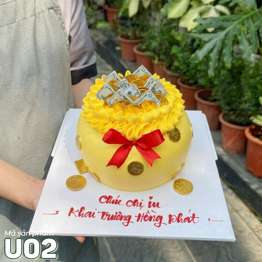 Bánh kem hũ vàng tiền đô U02 phong cách đơn giản mang lại may mắn cho gia chủ