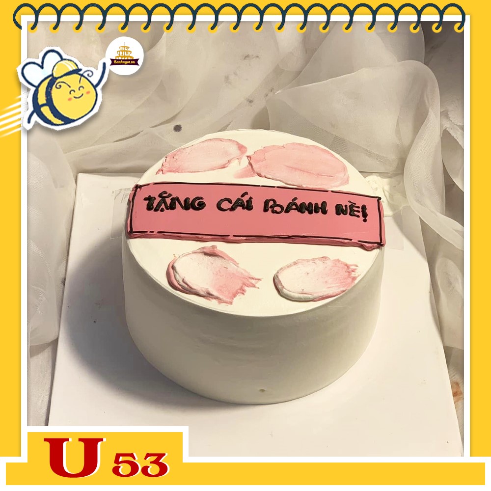 Bánh kem U53 bánh sinh nhật mini style hàn quốc đơn giản màu hồng