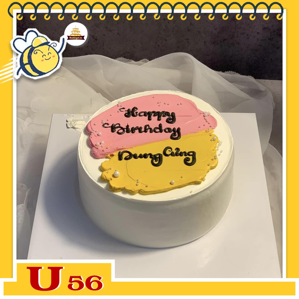 Bánh kem U56 bánh sinh nhật mini hàn quốc đơn giản màu vàng hồng