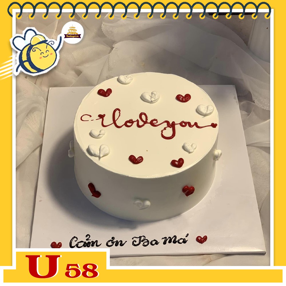 Bánh kem U58 bánh sinh nhật mini i love you ngọt ngào trái tim bay tứ tung