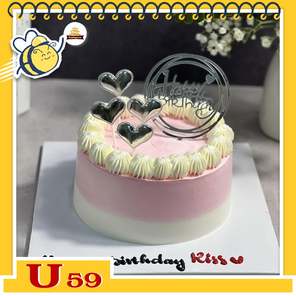 Bánh kem U59 bánh sinh nhật mini màu hồng nhẹ nhàng thanh lịch