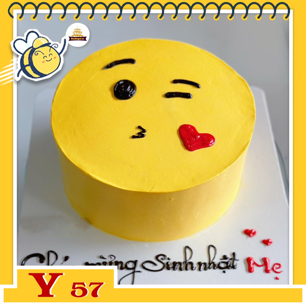 Bánh kem Y57 khuôn mặt cười icon màu vàng thả tim cưng xỉu