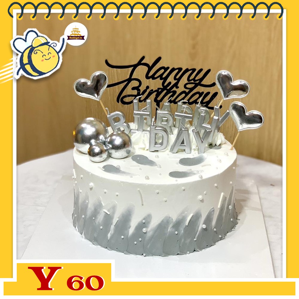 Bánh kem Y60 bánh sinh nhật hiện đại màu xám cho nam