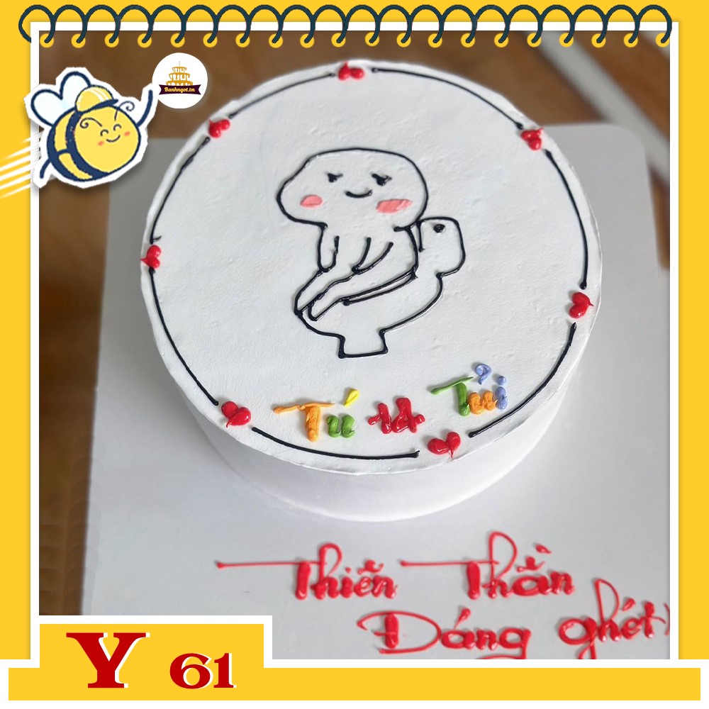 Bánh kem Y61 bánh sinh nhật troll bản thích ẻ vẽ hình ngồi toilet