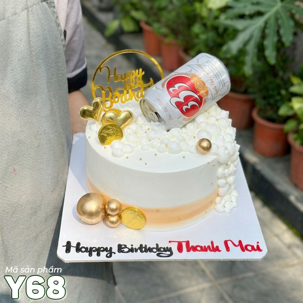 Bánh kem Y68 vỏ lon bia 333 up ngược bọt bia trắng đầy tràn ý nghĩa