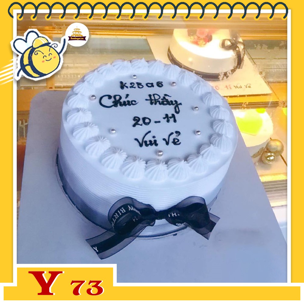 Bánh kem Y73 nền trắng đơn giản tặng cho nam không thích màu mè