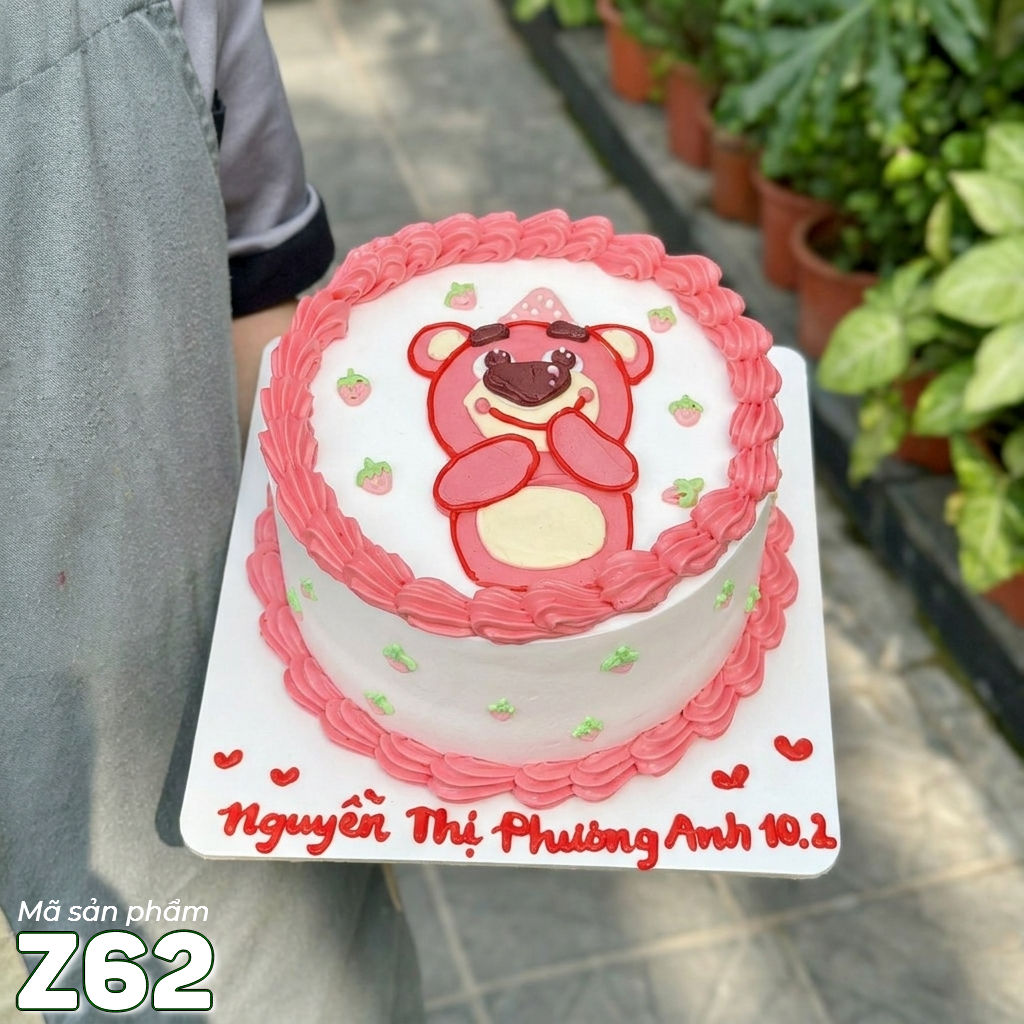 Bánh kem vẽ hình dễ thương Z62 con gấu dâu lotso
