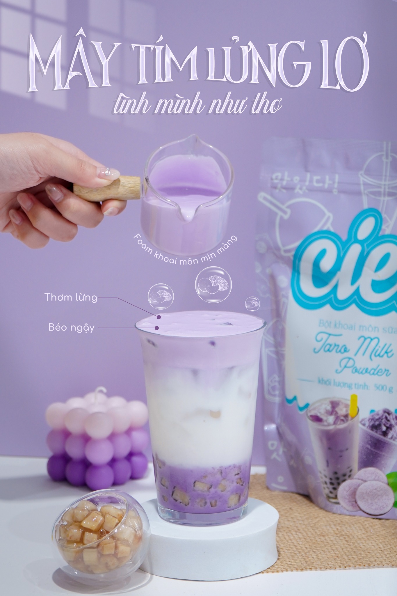 CÔNG THỨC ĐÁNH FOAM BỒNG BỀNH VỚI BỘT KHOAI MÔN CIEL