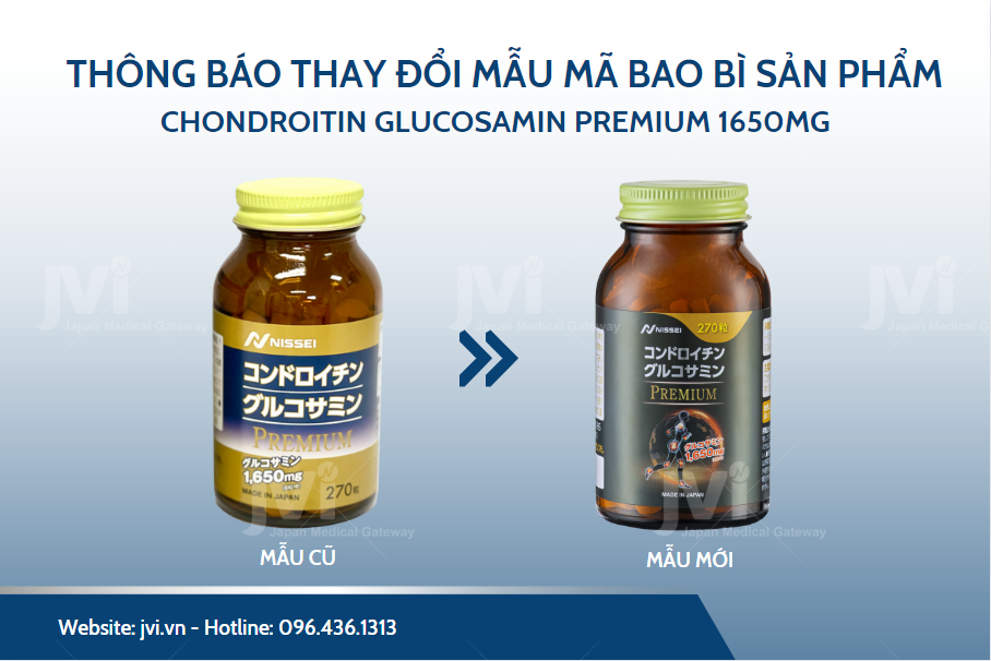 THAY ĐỔI MẪU MÃ SẢN PHẨM CHONDROITIN GLUCOSAMIN PREMIUM 1650MG