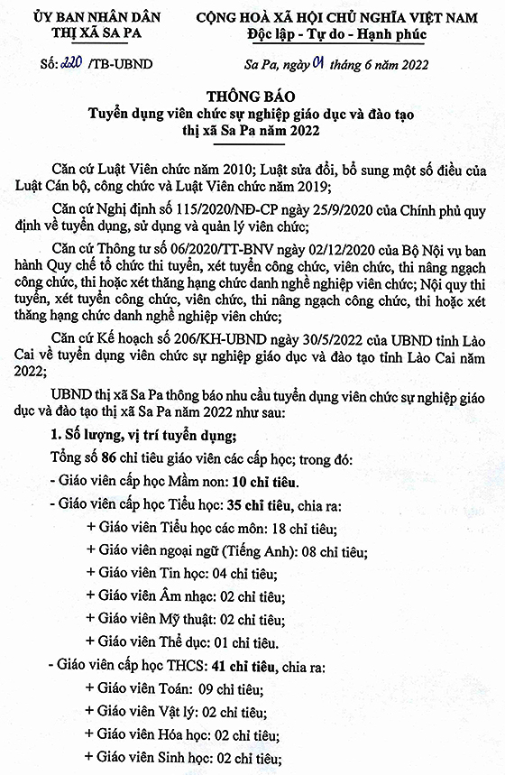 ubnd-thi-xa-sa-pa-lao-cai-tuyen-dung-vien-chuc-su-nghiep-gd-dt-nam-2022-den-het-ngay-30-6-2022