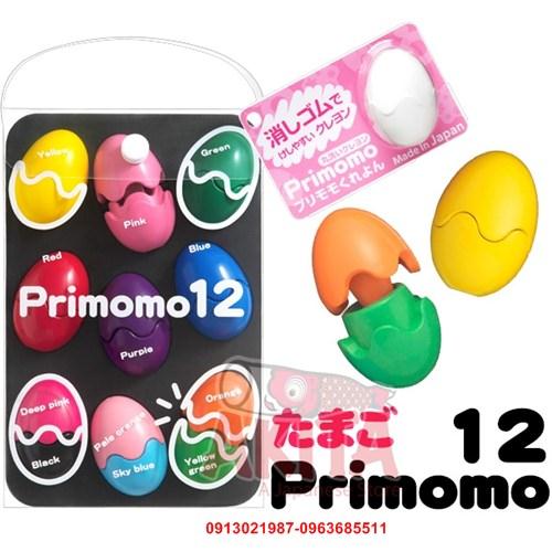 Bút sáp màu an toàn Primomo hình quả trứng (12 màu)