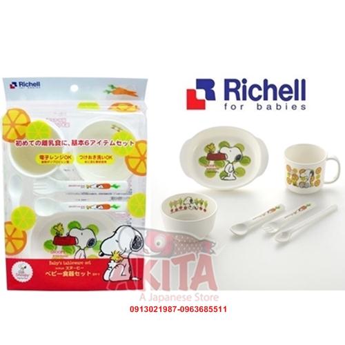 Set bát ăn Richell - họa tiết Snoopy