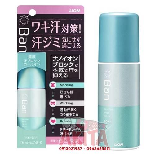 Lăn khử mùi BAN Block Roll-On- Mùi Bạc Hà