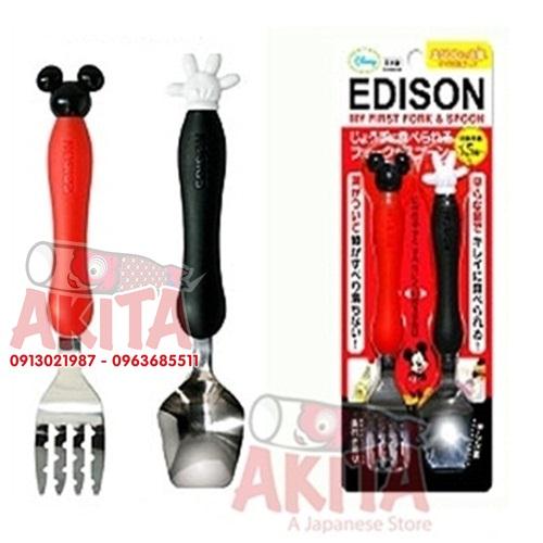 Bộ thìa dĩa ăn cho bé Mickey Mouse - Edison