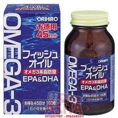 Viên Uống Dầu Cá Omega 3, EPA & DHA ORIHIRO (180 viên)