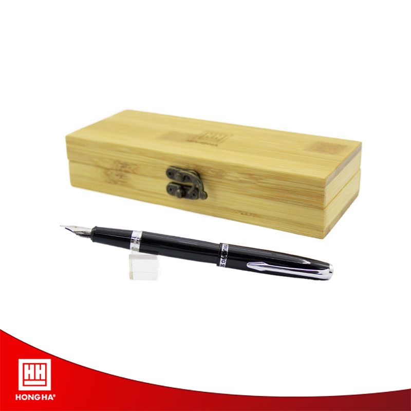 Bút máy cao cấp Trường Sơn TS03 9041 màu đen kèm linh kiện đồng mạ trắng dành riêng cho người làm văn phòng, công chức, lãnh đạo hoặc làm quà tặng cao cấp