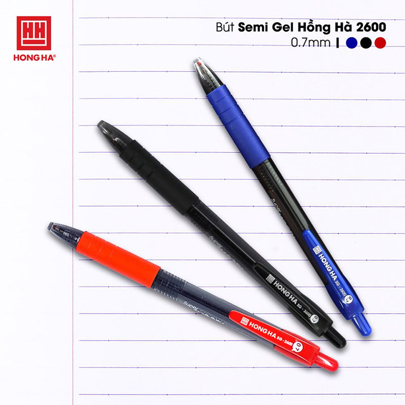 Bút bi Semi Gel Hồng Hà 2600 viết siêu êm cho nét chữ siêu đẹp