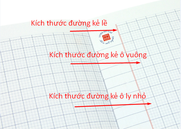 Các loại kích thước trong vở ô ly