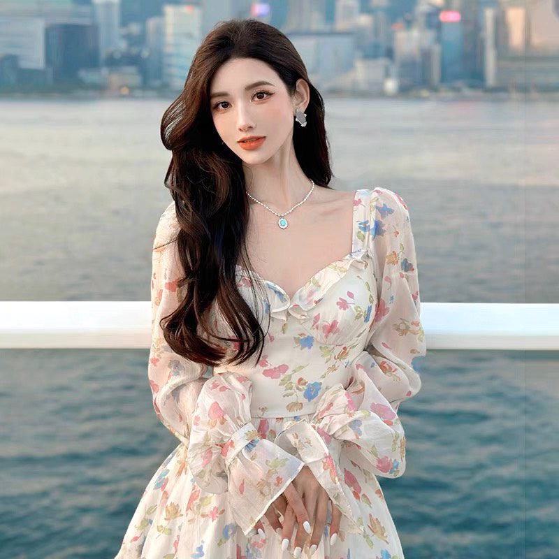 Đầm voan họa tiết hoa nhí - sakurafashion.vn