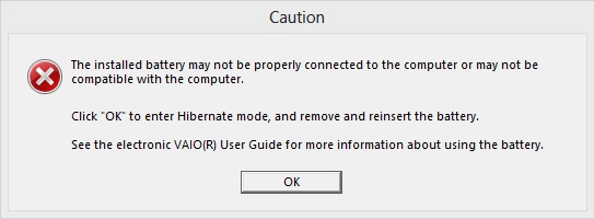 lỗi pin sony báo The installed battery may not be properly