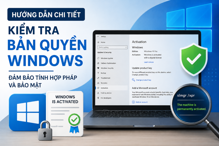 Hướng dẫn kiểm tra win bảo quyền