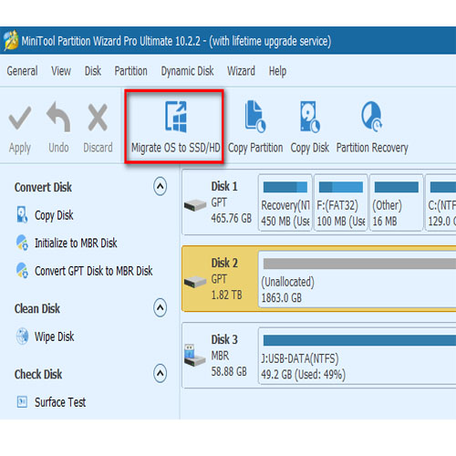 Chuyển hệ điều hành Windows sang ổ cứng mới SSD Với Partition Wizard