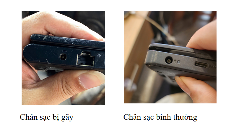 So sánh chân sạc lỗi và chân sạc bình thường