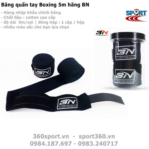 Băng quấn tay Boxing 5m hãng BN màu đen